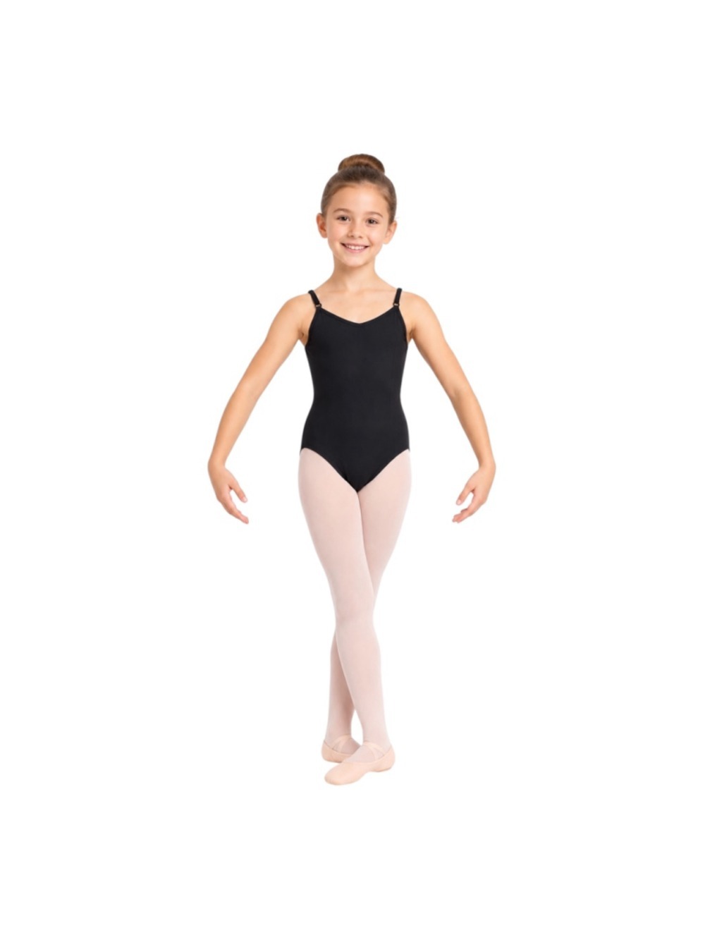 Capezio Child Medium Black Adjustable Strap Camisole Dance Leotard